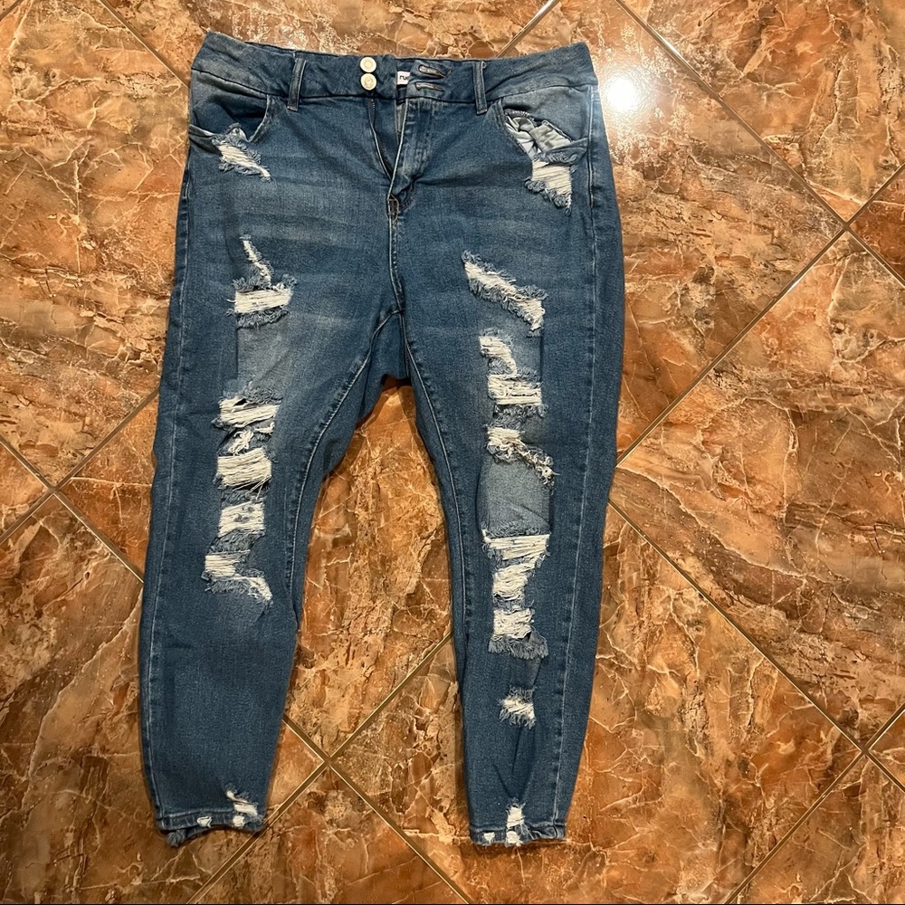Rue21 Plus Size Dark Wash Ripped Jeans